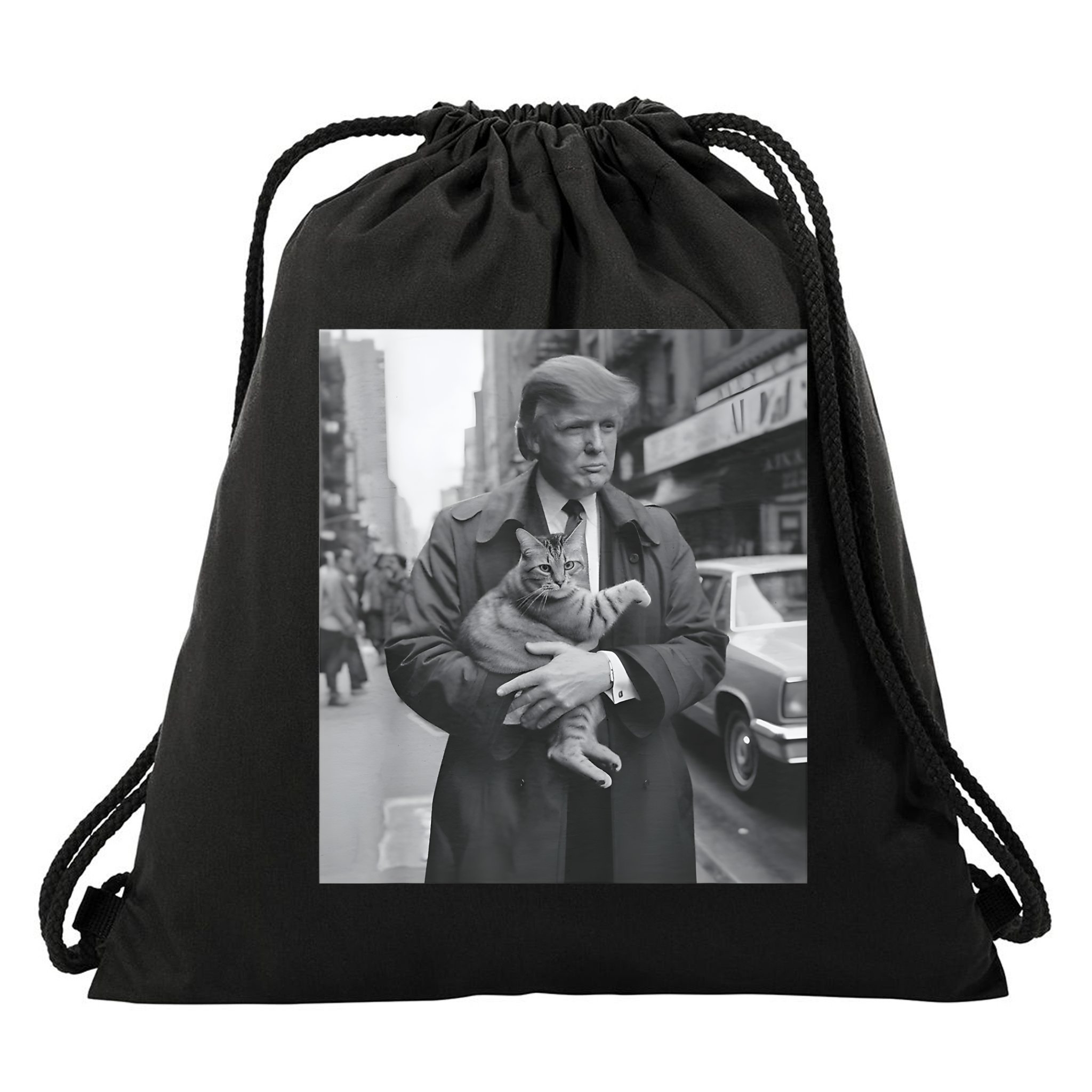 Funny Trump And Cat Funny Political Drawstring Bag