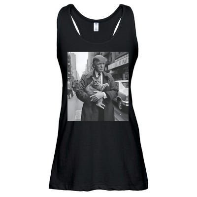 Funny Trump And Cat Funny Political Ladies Essential Flowy Tank