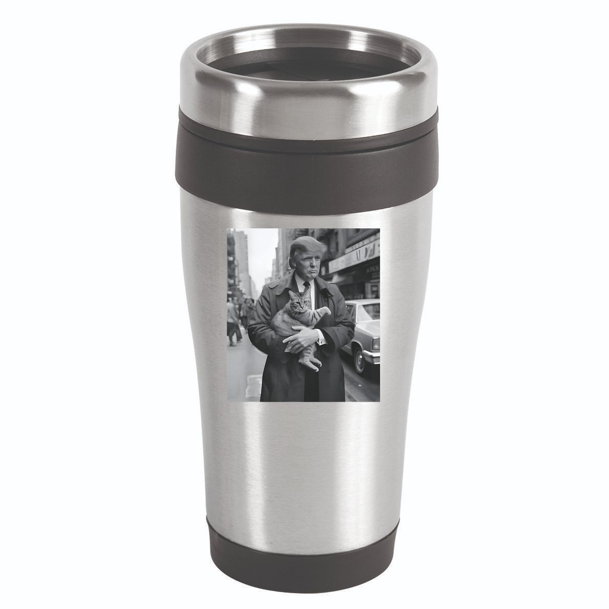 Funny Trump And Cat Funny Political 16oz Travel Tumbler
