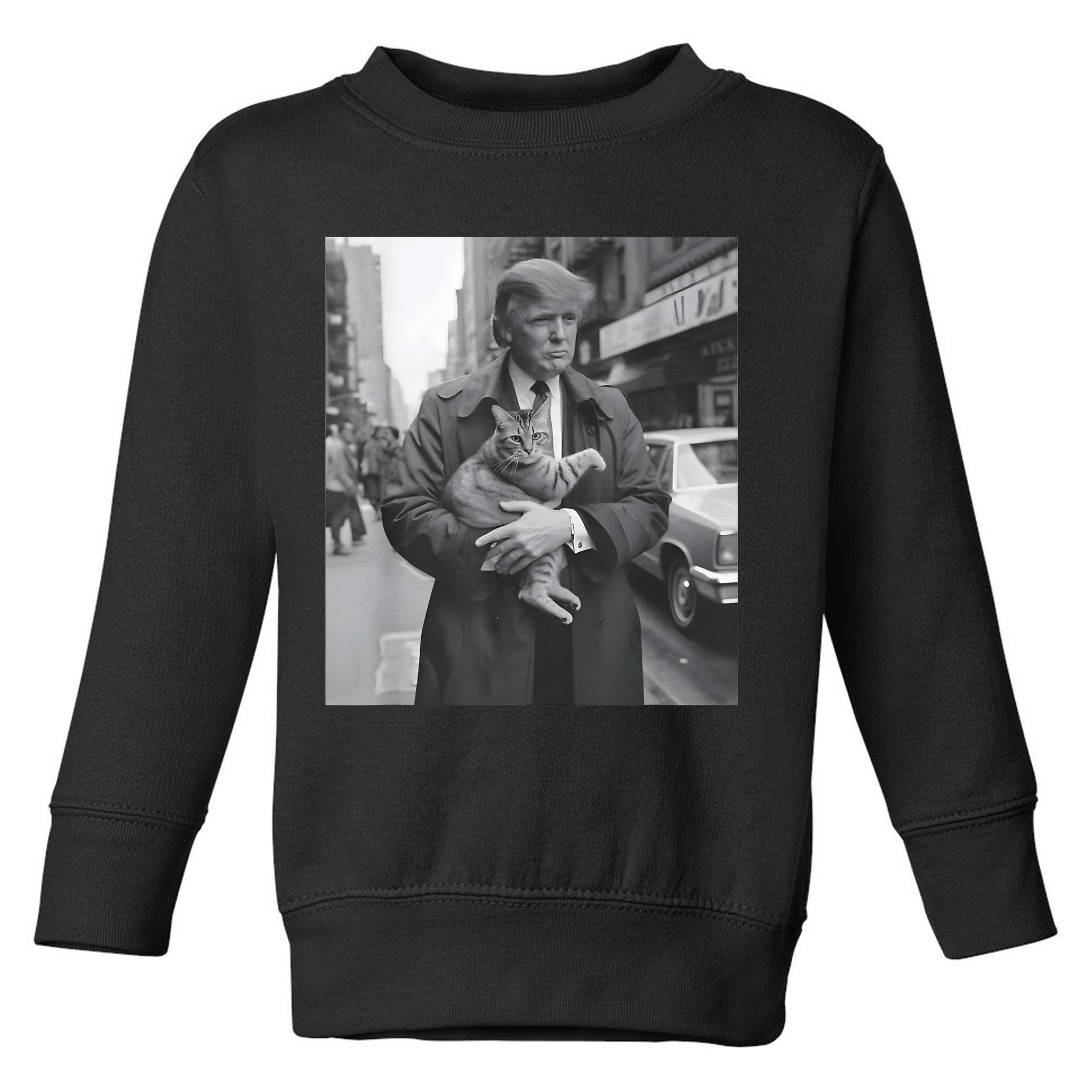 Funny Trump And Cat Funny Political Toddler Sweatshirt