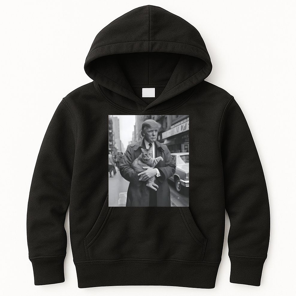 Funny Trump And Cat Funny Political Kids Hoodie