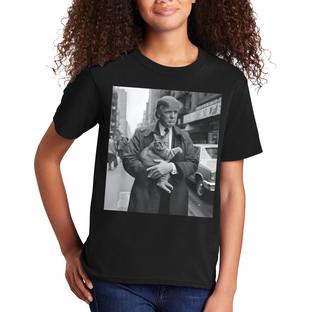 Funny Trump And Cat Funny Political Kids T-Shirt