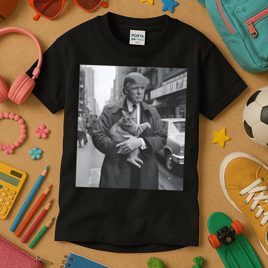 Funny Trump And Cat Funny Political Kids T-Shirt