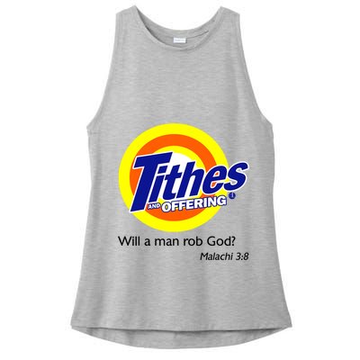 Funny Tithes And Offering Will A Man Rob God Ladies PosiCharge Tri-Blend Wicking Tank