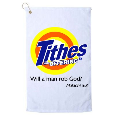Funny Tithes And Offering Will A Man Rob God Golf Towel