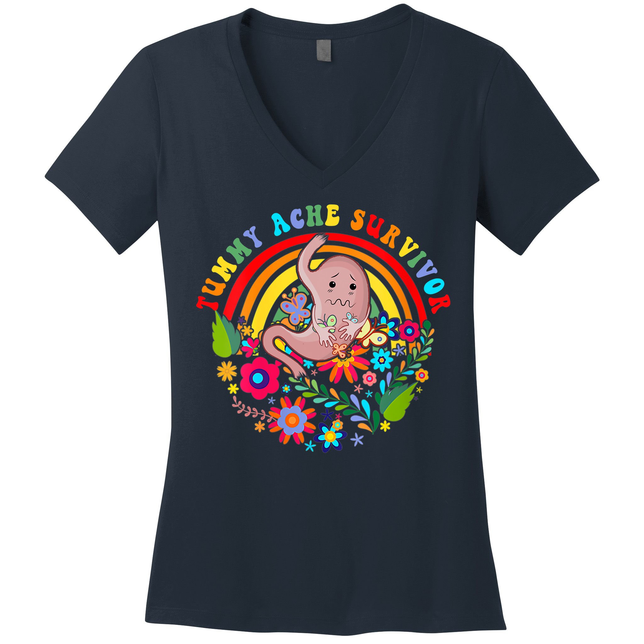 Funny Tummy Ache Survivor Shirt, Tummy Ache Tee For Man Women Women's V-Neck T-Shirt