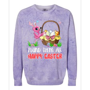 Found Them All Happy Easter Bunny Flamingo Hunting Eggs Gift Colorblast Crewneck Sweatshirt