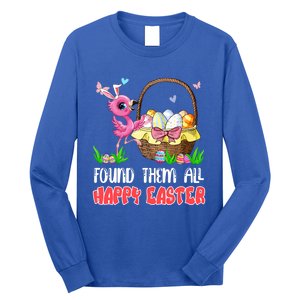 Found Them All Happy Easter Bunny Flamingo Hunting Eggs Gift Long Sleeve Shirt