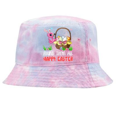 Found Them All Happy Easter Bunny Flamingo Hunting Eggs Gift Tie-Dyed Bucket Hat