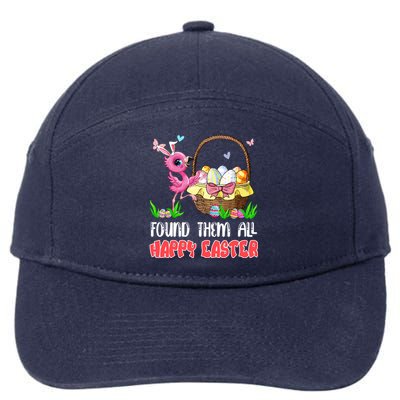 Found Them All Happy Easter Bunny Flamingo Hunting Eggs Gift 7-Panel Snapback Hat