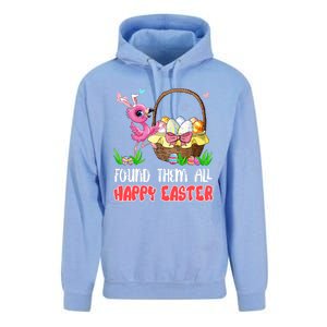 Found Them All Happy Easter Bunny Flamingo Hunting Eggs Gift Unisex Surf Hoodie