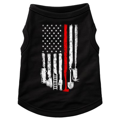 Firefighter Tools And Equipt Stripe American Flag Fire Gift Doggie Tank
