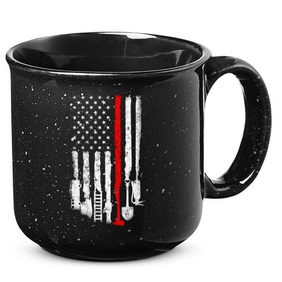 Firefighter Tools And Equipt Stripe American Flag Fire Gift 15oz Campfire Ceramic Mug