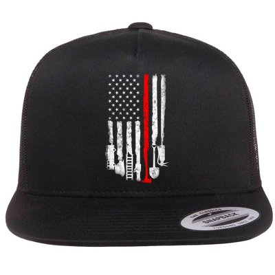 Firefighter Tools And Equipt Stripe American Flag Fire Gift Flatbill Hat