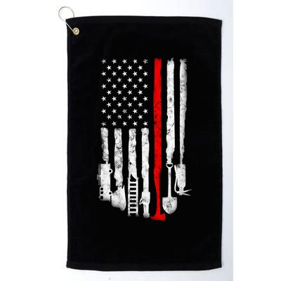 Firefighter Tools And Equipt Stripe American Flag Fire Gift Golf Towel