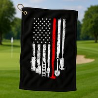 Firefighter Tools And Equipt Stripe American Flag Fire Gift Golf Towel