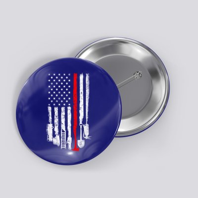 Firefighter Tools And Equipt Stripe American Flag Fire Gift Button