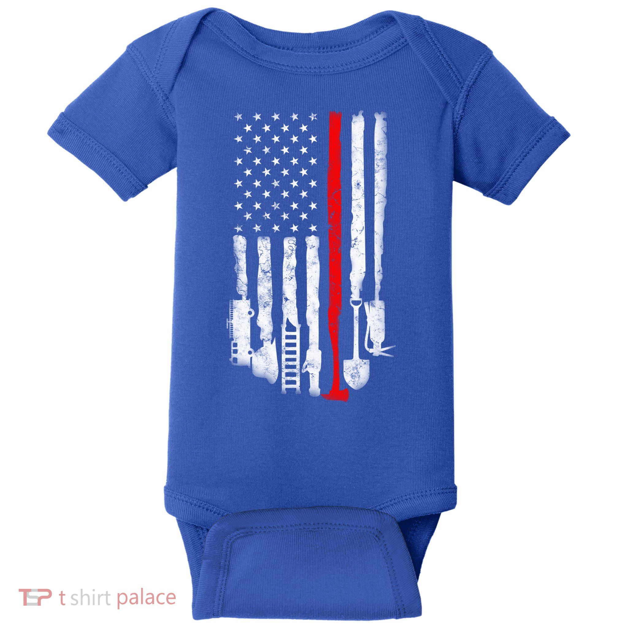 Firefighter Tools And Equipt Stripe American Flag Fire Gift Baby Bodysuit