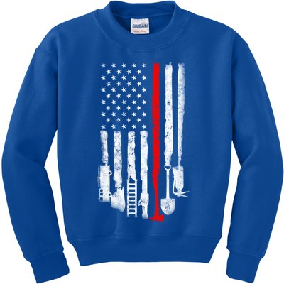 Firefighter Tools And Equipt Stripe American Flag Fire Gift Kids Sweatshirt