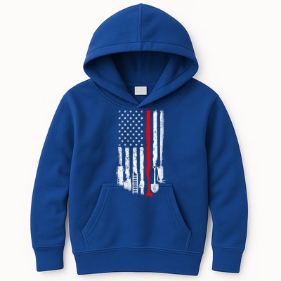 Firefighter Tools And Equipt Stripe American Flag Fire Gift Kids Hoodie
