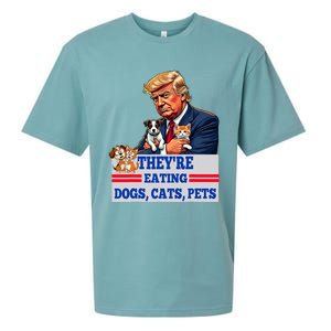 Funny They Are Eating The Dogs The Cats The Pets 2024 Sueded Cloud Jersey T-Shirt