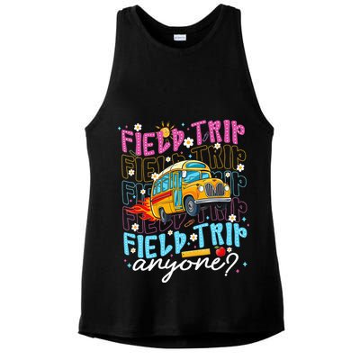 Field Trip Anyone School Bus Field Day Teacher Student Ladies PosiCharge Tri-Blend Wicking Tank