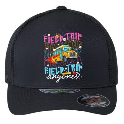 Field Trip Anyone School Bus Field Day Teacher Student Flexfit Unipanel Trucker Cap