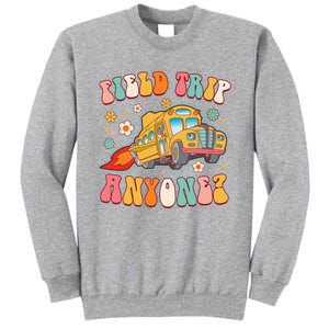 Field Trip Anyone Groovy School Bus Driver Yellow Bus Tall Sweatshirt