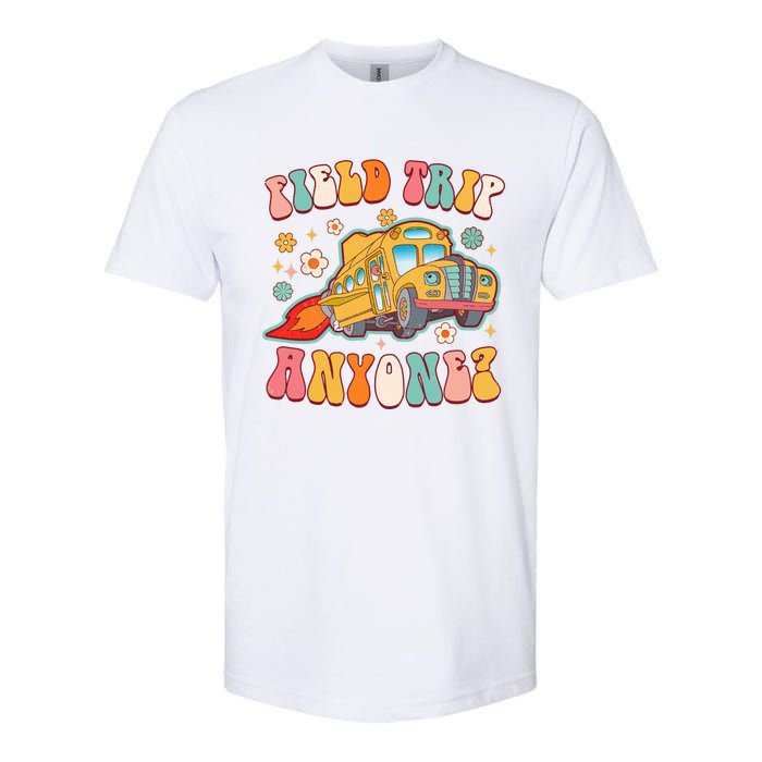 Field Trip Anyone Groovy School Bus Driver Yellow Bus Softstyle CVC T-Shirt