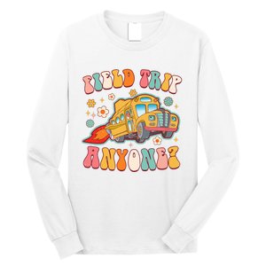 Field Trip Anyone Groovy School Bus Driver Yellow Bus Long Sleeve Shirt