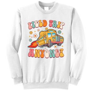 Field Trip Anyone Groovy School Bus Driver Yellow Bus Sweatshirt