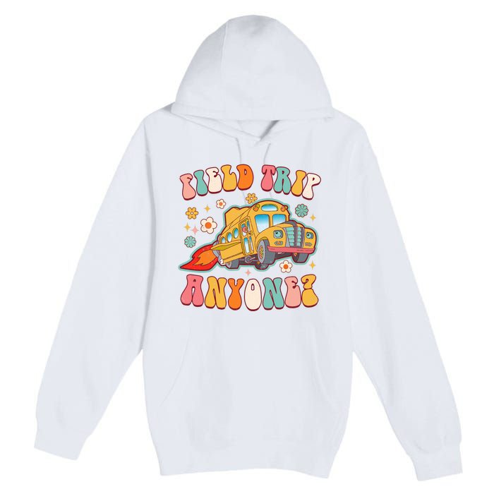 Field Trip Anyone Groovy School Bus Driver Yellow Bus Premium Pullover Hoodie