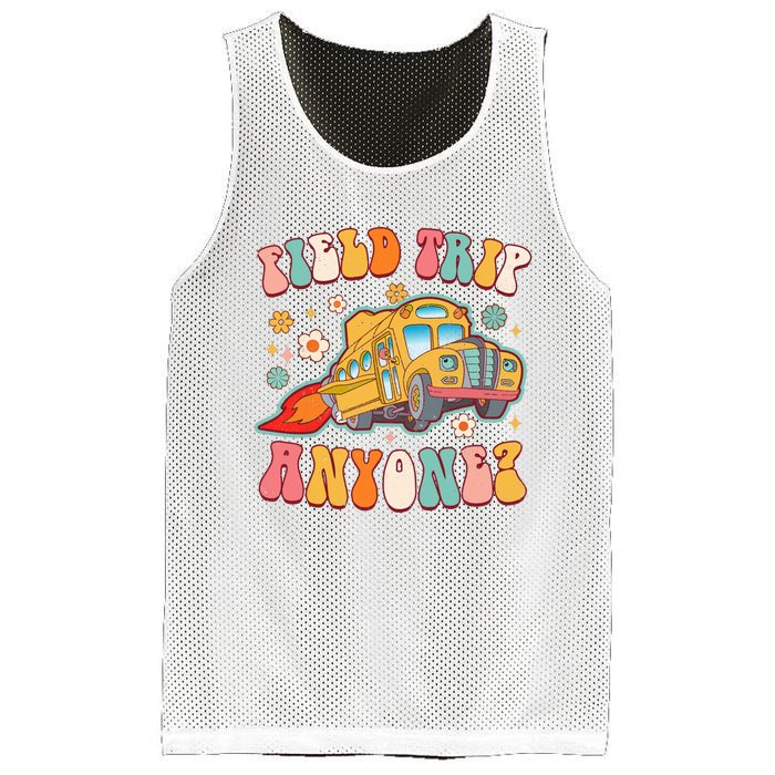 Field Trip Anyone Groovy School Bus Driver Yellow Bus Mesh Reversible Basketball Jersey Tank