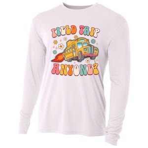 Field Trip Anyone Groovy School Bus Driver Yellow Bus Cooling Performance Long Sleeve Crew