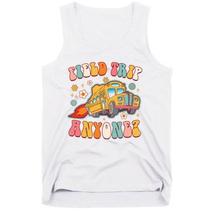 Field Trip Anyone Groovy School Bus Driver Yellow Bus Tank Top