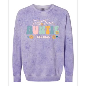 First Time Auntie Est 2025 Colorblast Crewneck Sweatshirt