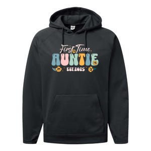 First Time Auntie Est 2025 Performance Fleece Hoodie