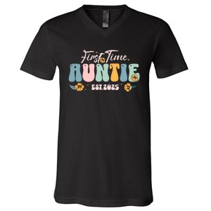 First Time Auntie Est 2025 V-Neck T-Shirt