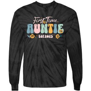 First Time Auntie Est 2025 Tie-Dye Long Sleeve Shirt