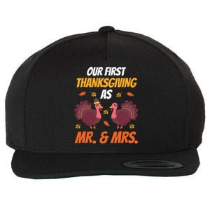 First Thanksgiving As Mr And Mrs Funny Thanksgiving Family Meaningful Gift Wool Snapback Cap