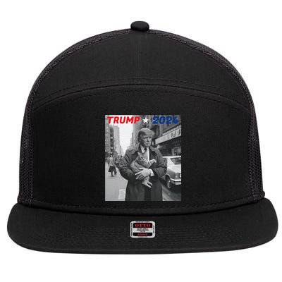 Funny Trump And Cat 2024 Funny Political 7 Panel Mesh Trucker Snapback Hat