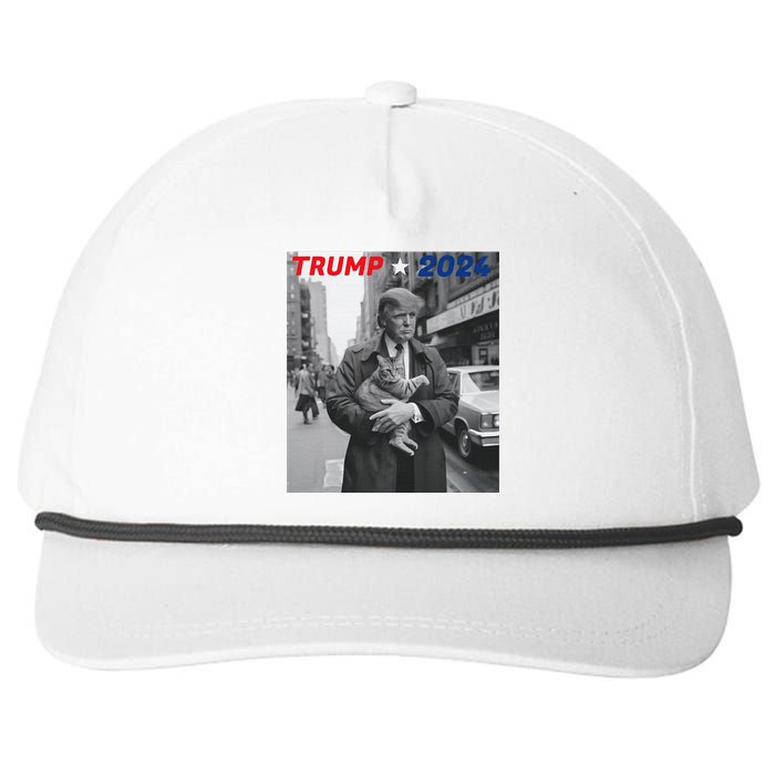 Funny Trump And Cat 2024 Funny Political Snapback Five-Panel Rope Hat