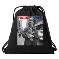 Funny Trump And Cat 2024 Funny Political Drawstring Bag