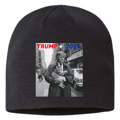 Funny Trump And Cat 2024 Funny Political Sustainable Beanie