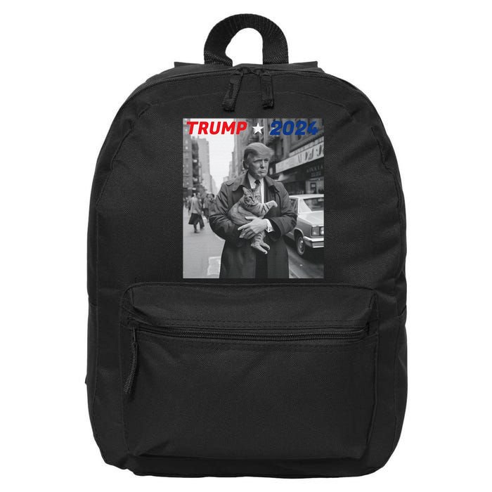 Funny Trump And Cat 2024 Funny Political 16 in Basic Backpack