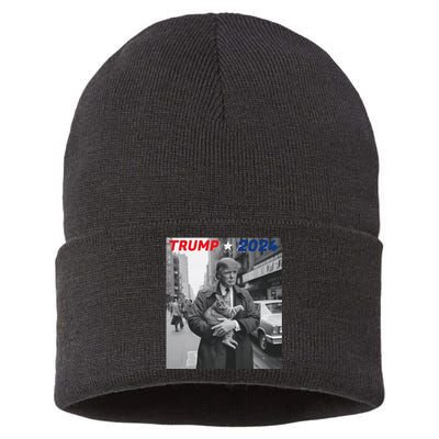 Funny Trump And Cat 2024 Funny Political Sustainable Knit Beanie