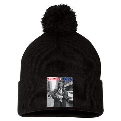 Funny Trump And Cat 2024 Funny Political Pom Pom 12in Knit Beanie