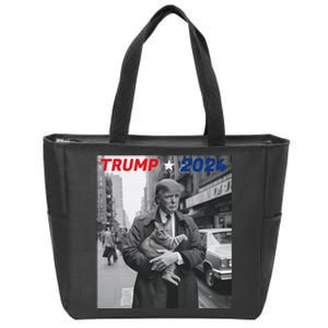 Funny Trump And Cat 2024 Funny Political Zip Tote Bag