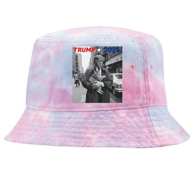 Funny Trump And Cat 2024 Funny Political Tie-Dyed Bucket Hat