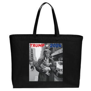 Funny Trump And Cat 2024 Funny Political Cotton Canvas Jumbo Tote